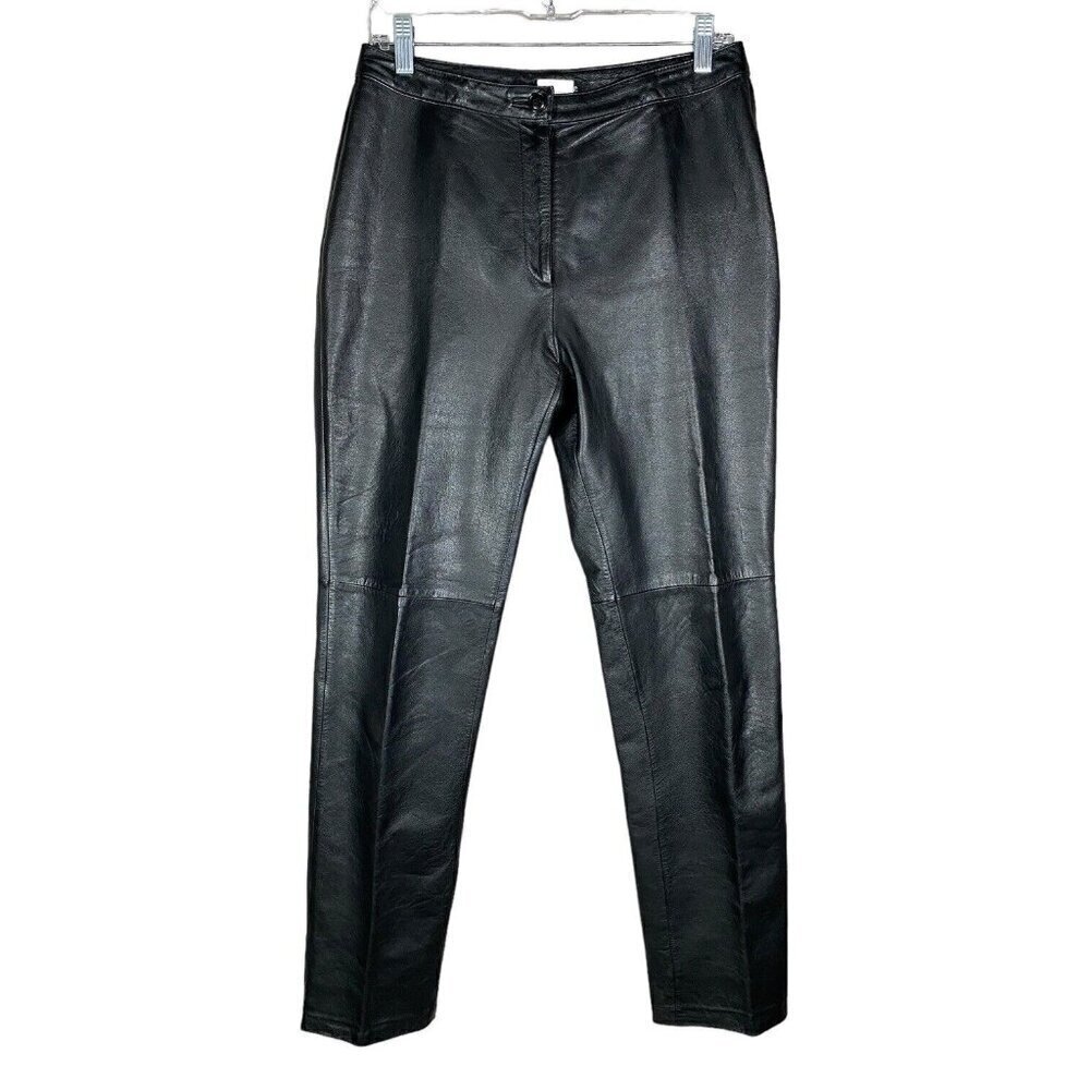 Vintage 90s Esprit Leather Pants Women's 9/10 Black Motorcycle Biker Classic